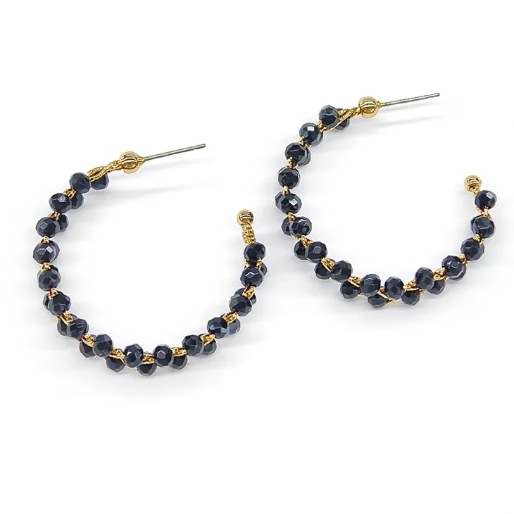 Black Beads Hoop Korvakoru